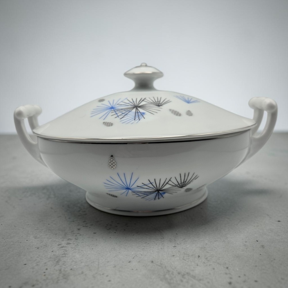 Imperial China Japan Colored Pine Cone Covered Casserole Dish MCM Starburst